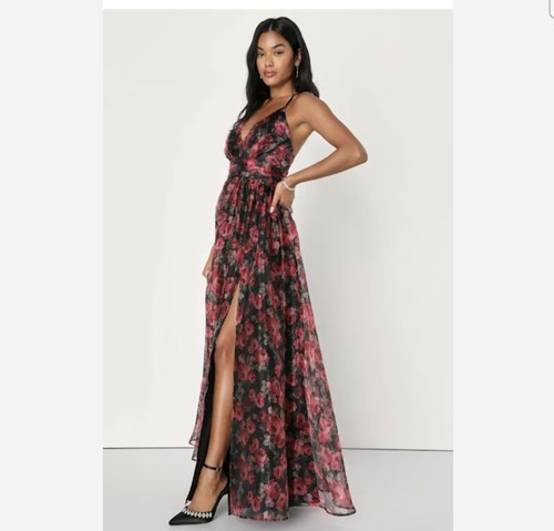 Lulus floral open back organza - back,